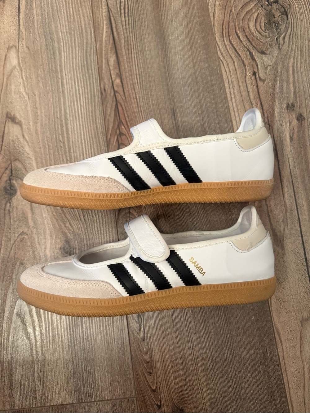 adidas White & Black Samba Mary-Jane Sneakers with Gum Sole